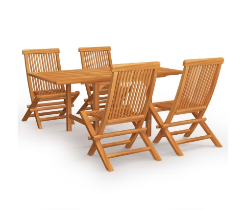 Conjunto de comedor de jardín 5 piezas madera maciza de teca