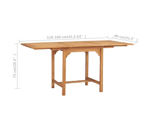 Conjunto de comedor de jardín 5 piezas madera maciza de teca