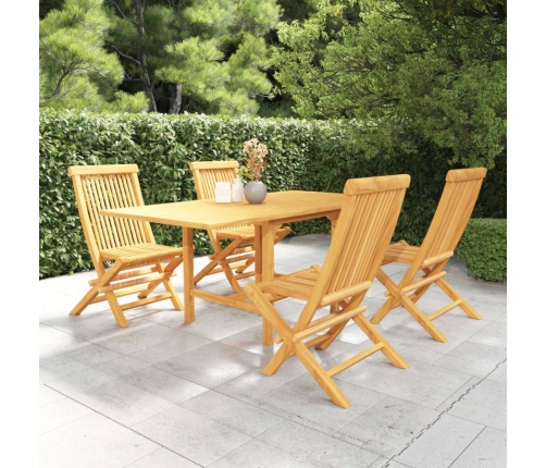 Conjunto de comedor de jardín 5 piezas madera maciza de teca