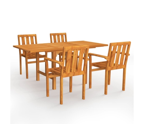 Conjunto de comedor de jardín 5 piezas madera maciza de teca