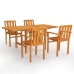 Conjunto de comedor de jardín 5 piezas madera maciza de teca