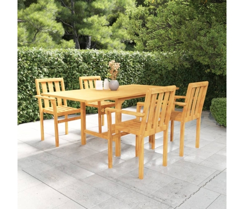 Conjunto de comedor de jardín 5 piezas madera maciza de teca