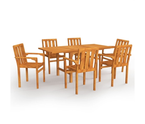 Conjunto de comedor de jardín 7 piezas madera maciza de teca