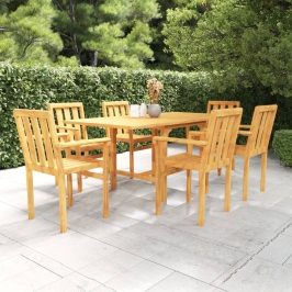 Conjunto de comedor de jardín 7 piezas madera maciza de teca