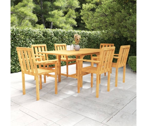 Conjunto de comedor de jardín 7 piezas madera maciza de teca