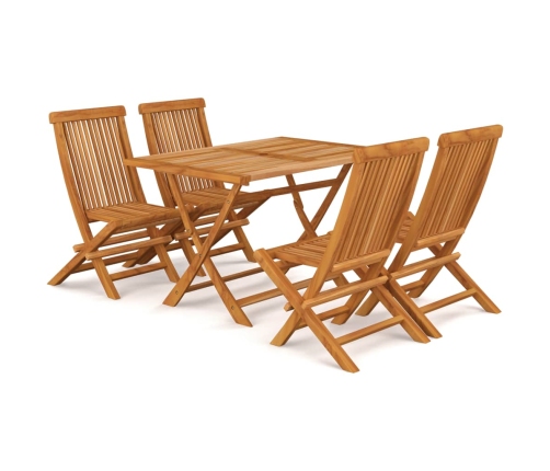Conjunto de comedor de jardín 5 piezas madera maciza de teca