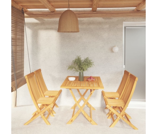 Conjunto de comedor de jardín 5 piezas madera maciza de teca