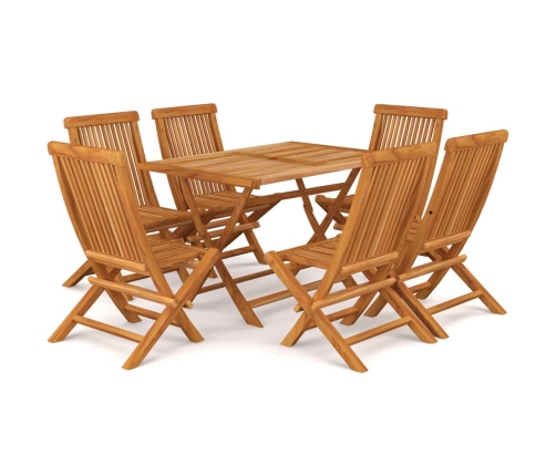 Conjunto de comedor de jardín 7 piezas madera maciza de teca