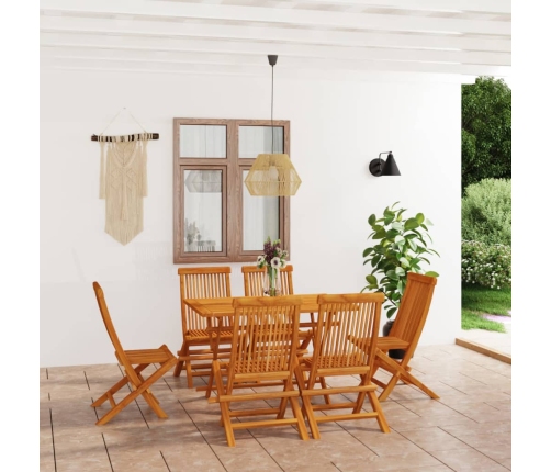 Conjunto de comedor de jardín 7 piezas madera maciza de teca
