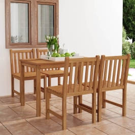 Conjunto de comedor de jardín 5 piezas madera maciza de teca