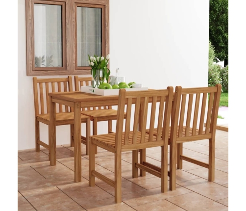 Conjunto de comedor de jardín 5 piezas madera maciza de teca