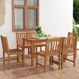 Conjunto de comedor de jardín 7 piezas madera maciza de teca