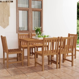 Conjunto de comedor de jardín 7 piezas madera maciza de teca