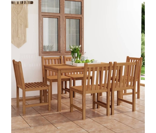 Conjunto de comedor de jardín 7 piezas madera maciza de teca