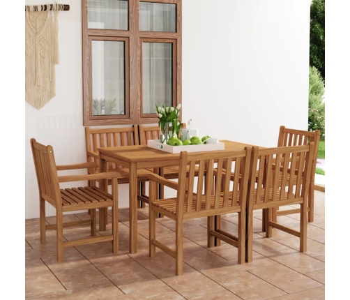 Conjunto de comedor de jardín 7 piezas madera maciza de teca Conjunto de comedor de jardín 7 piezas madera maciza de teca