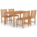 Conjunto de comedor de jardín 5 piezas madera maciza de teca
