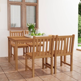 Conjunto de comedor de jardín 5 piezas madera maciza de teca