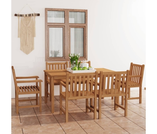 Conjunto de comedor de jardín 7 piezas madera maciza de teca Conjunto de comedor de jardín 7 piezas madera maciza de teca