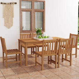 Conjunto de comedor de jardín 7 piezas madera maciza de teca
