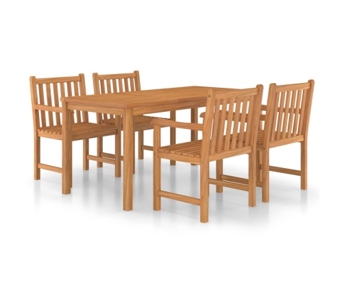 Conjunto de comedor de jardín 5 piezas madera maciza de teca
