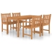 Conjunto de comedor de jardín 5 piezas madera maciza de teca