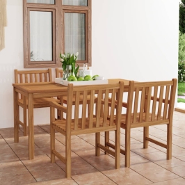 Conjunto de comedor de jardín 5 piezas madera maciza de teca