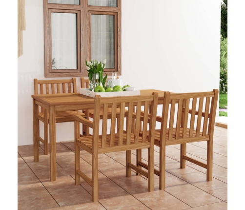 Conjunto de comedor de jardín 5 piezas madera maciza de teca