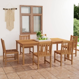 Conjunto de comedor de jardín 7 piezas madera maciza de teca