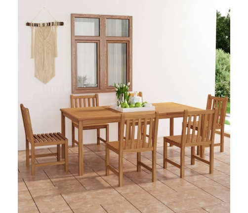 Conjunto de comedor de jardín 7 piezas madera maciza de teca