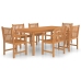 Conjunto de comedor de jardín 7 piezas madera maciza de teca