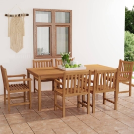 Conjunto de comedor de jardín 7 piezas madera maciza de teca