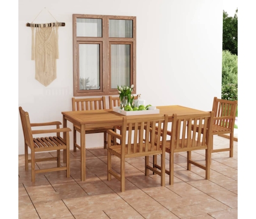 Conjunto de comedor de jardín 7 piezas madera maciza de teca