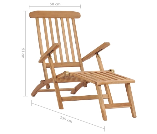 Tumbonas de jardín con reposapiés y mesa madera de teca maciza