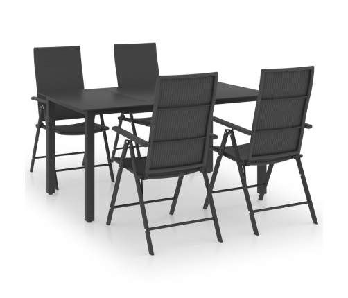 Juego de comedor para jardín 5 piezas negro