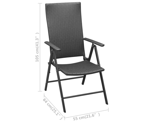 Juego de comedor para jardín 5 piezas negro