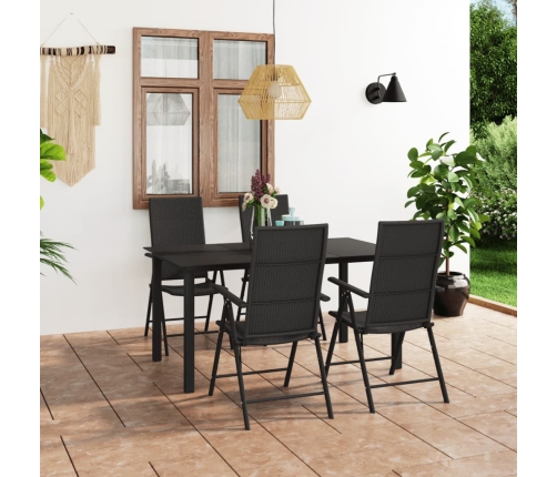 Juego de comedor para jardín 5 piezas negro