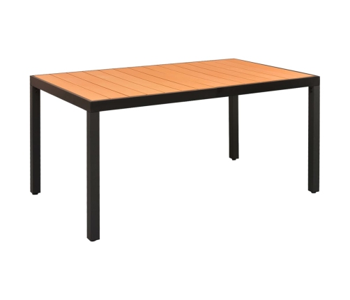 Juego de comedor de jardín 7 piezas negro y marrón