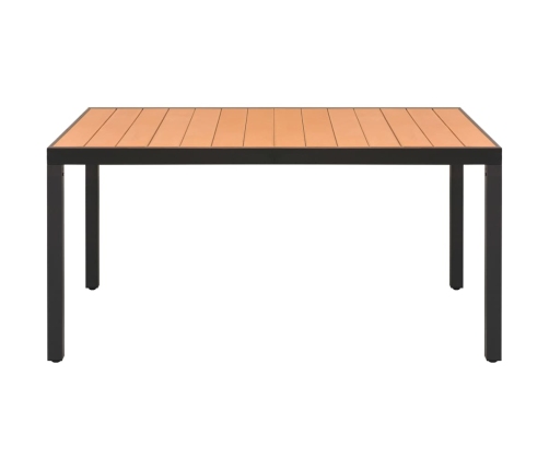 Juego de comedor de jardín 7 piezas negro y marrón