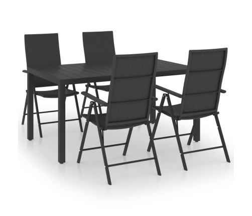 Juego de comedor para jardín 5 piezas negro