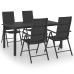 Juego de comedor para jardín 5 piezas negro
