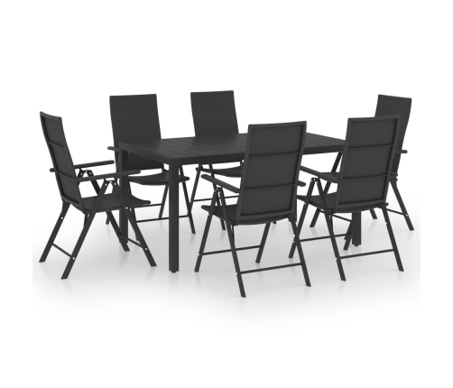 Juego de comedor para jardín 7 piezas negro