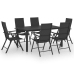 Juego de comedor para jardín 7 piezas negro