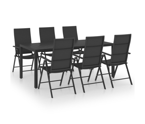 Juego de comedor para jardín 7 piezas negro