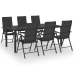 Juego de comedor para jardín 7 piezas negro