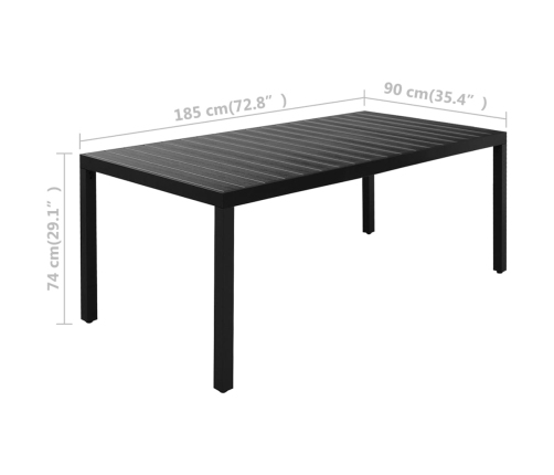 Juego de comedor para jardín 7 piezas negro
