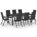 Juego de comedor para jardín 9 piezas negro