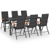 Juego de comedor para jardín 7 piezas negro y marrón