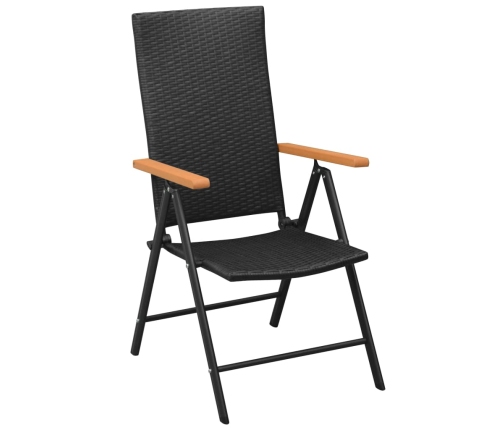 Juego de comedor para jardín 7 piezas negro y marrón