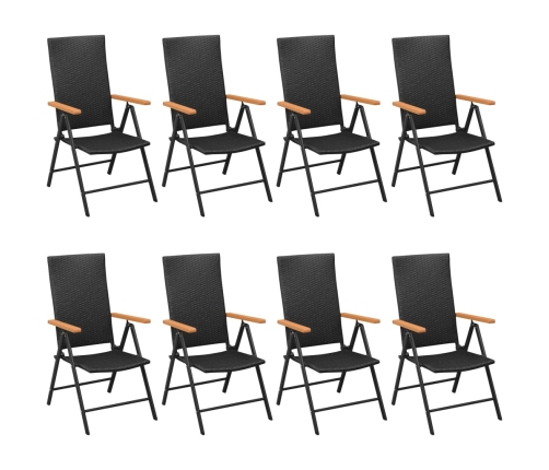 Juego de comedor para jardín 9 piezas negro y marrón