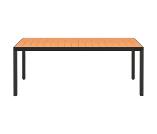 Juego de comedor para jardín 9 piezas negro y marrón